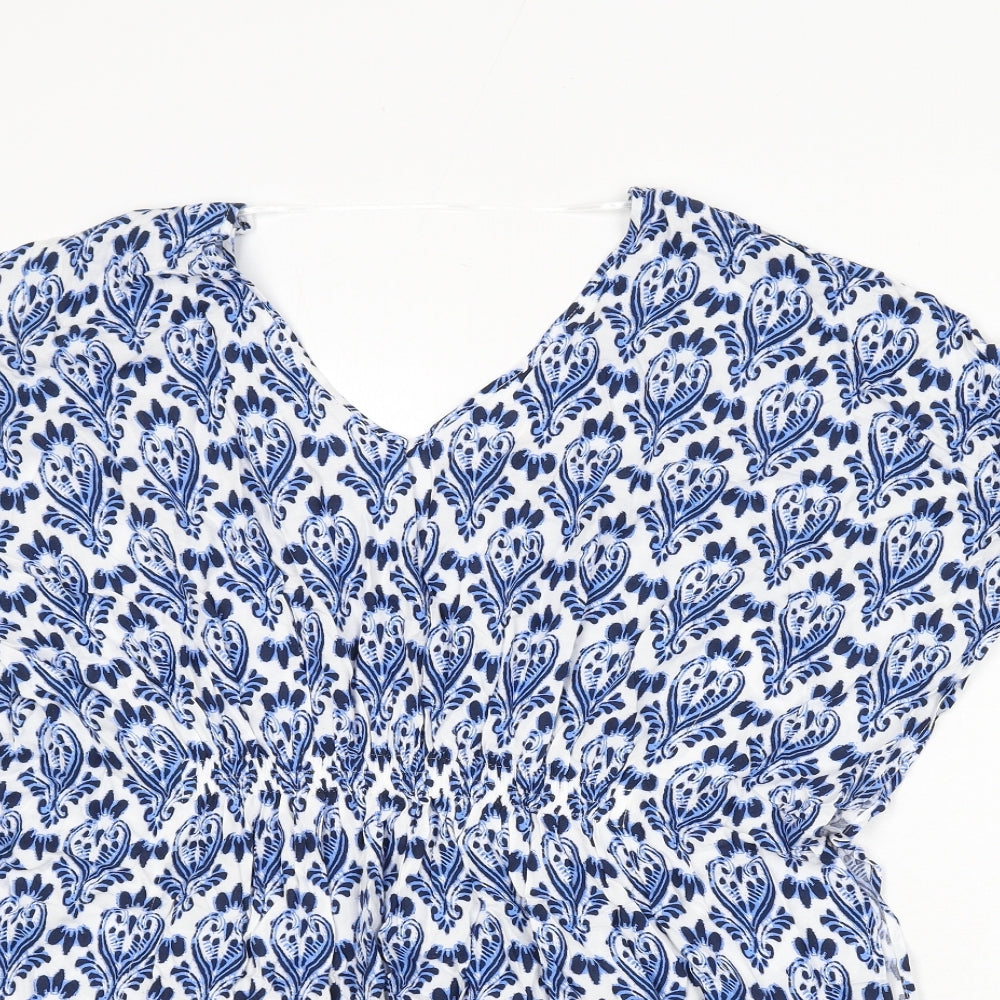 Marks and Spencer Womens Blue Geometric Viscose Cover Up Size S