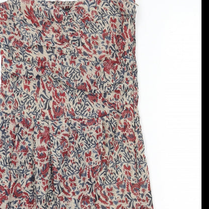 Mango Womens Multicoloured Geometric Polyester A-Line Size M Off the Shoulder Zip
