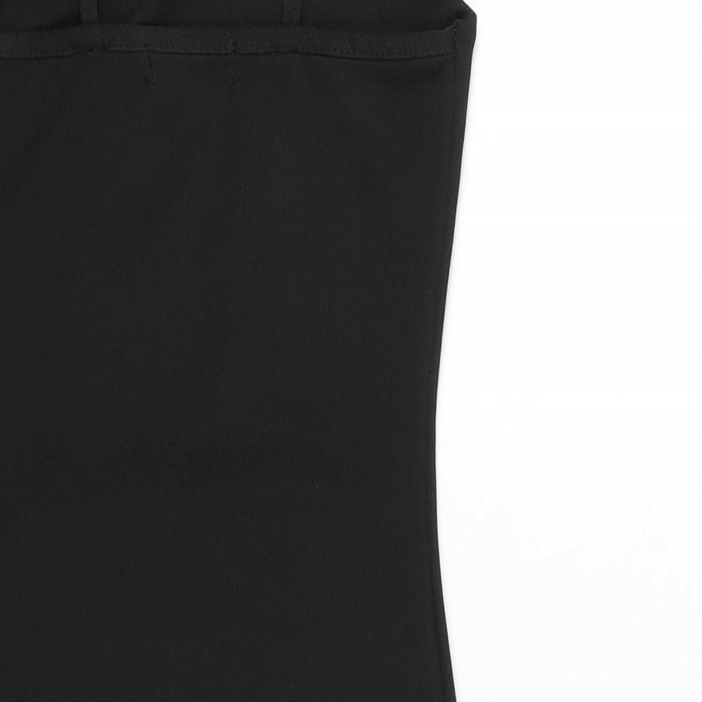 PRETTYLITTLETHING Womens Black Polyester Bodycon Size 4 Square Neck Pullover - Mini