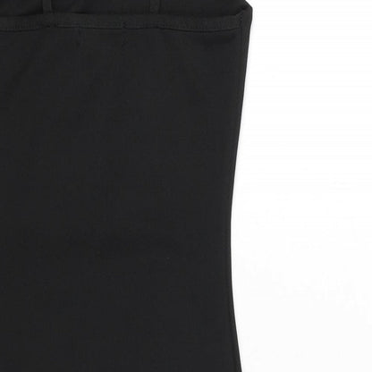 PRETTYLITTLETHING Womens Black Polyester Bodycon Size 4 Square Neck Pullover - Mini