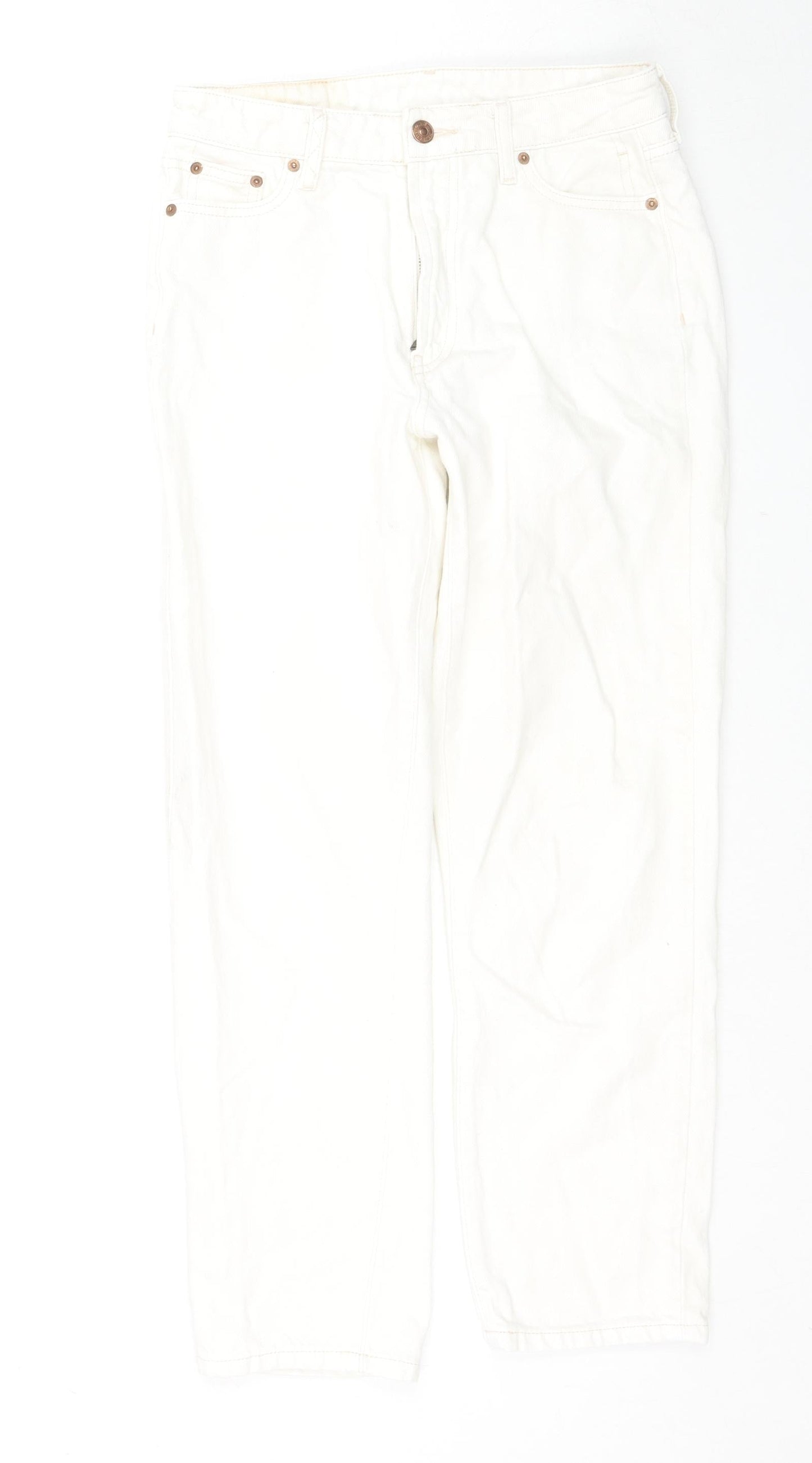 River Island Womens White Cotton Straight Jeans Size 6 L26 in Regular Zip