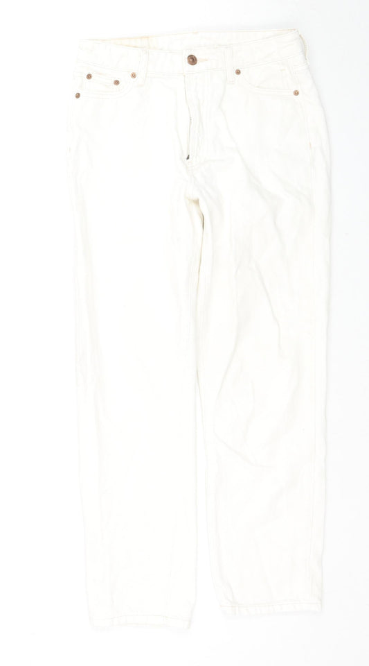 River Island Womens White Cotton Straight Jeans Size 6 L26 in Regular Zip