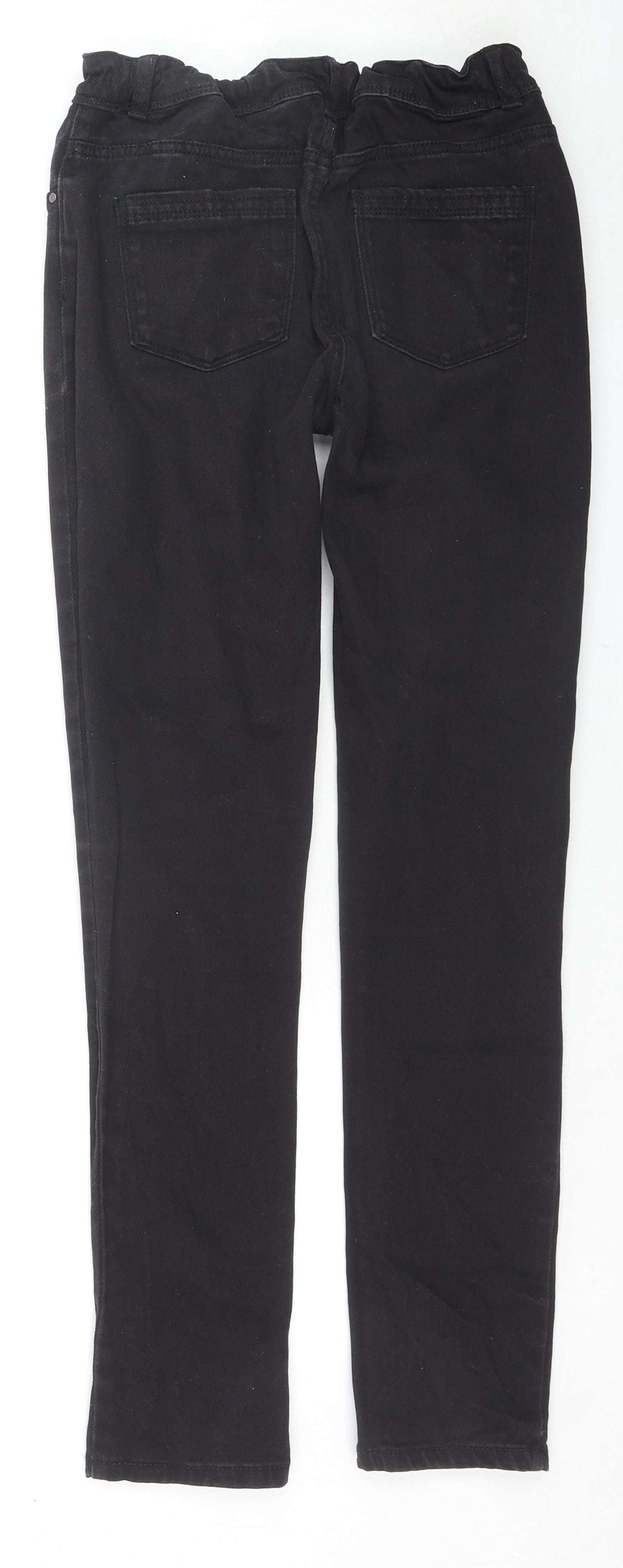 Denim & Co. Girls Black Cotton Skinny Jeans Size 13-14 Years L28 in Regular Zip - Adjustable waist
