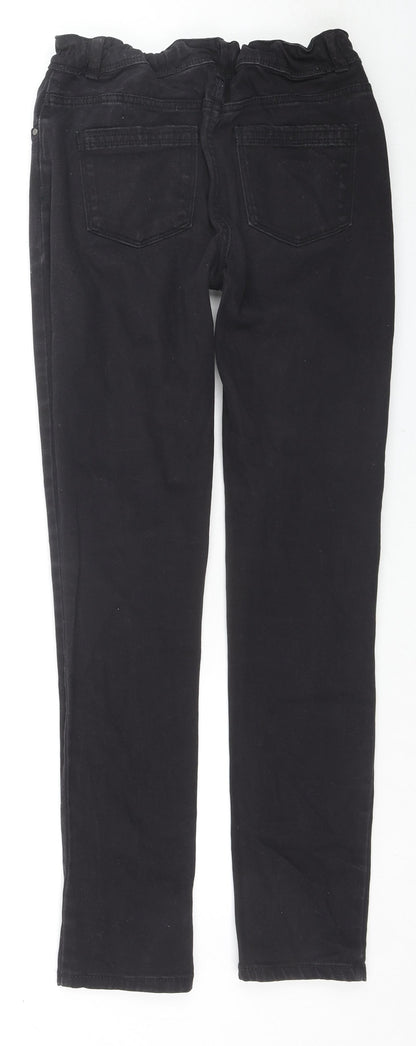 Denim & Co. Girls Black Cotton Skinny Jeans Size 13-14 Years L28 in Regular Zip - Adjustable waist