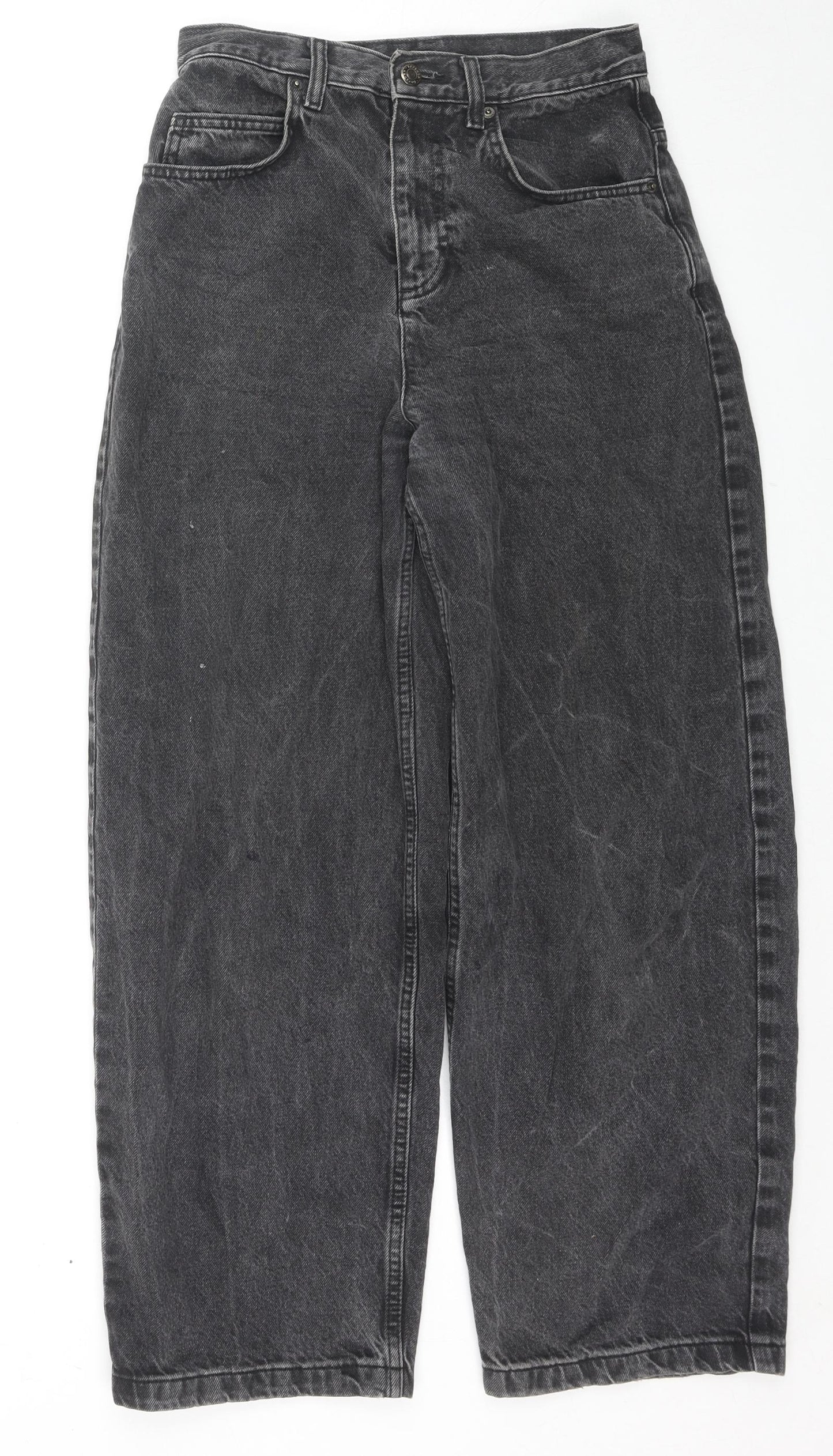 Topshop Womens Black Cotton Bootcut Jeans Size 26 in L28 in Regular Zip