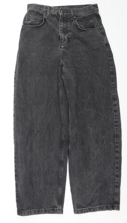 Topshop Womens Black Cotton Bootcut Jeans Size 26 in L28 in Regular Zip
