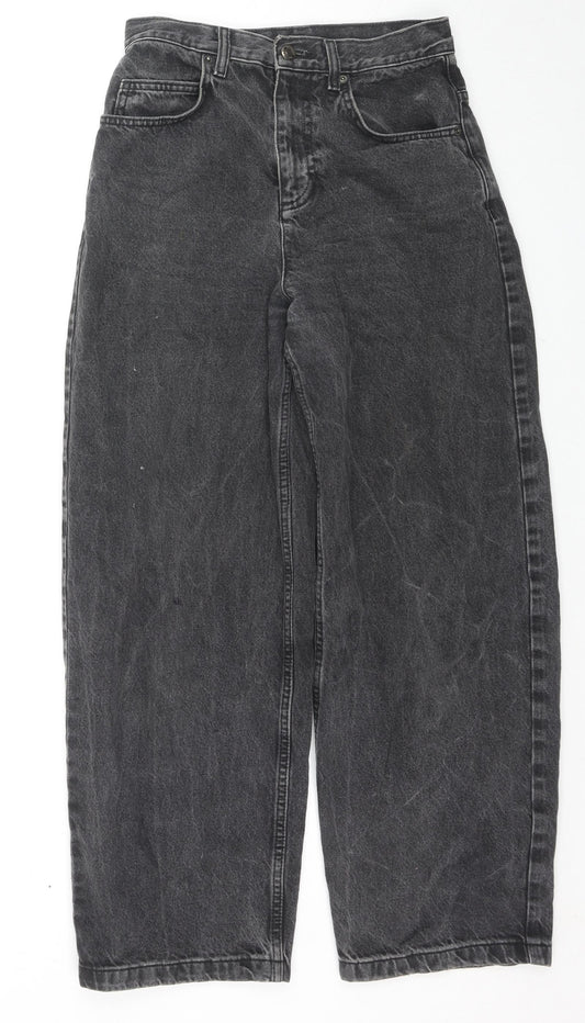 Topshop Womens Black Cotton Bootcut Jeans Size 26 in L28 in Regular Zip