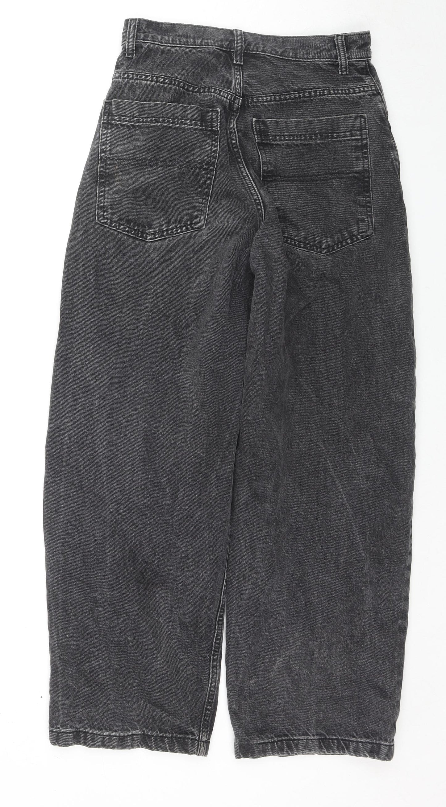 Topshop Womens Black Cotton Bootcut Jeans Size 26 in L28 in Regular Zip