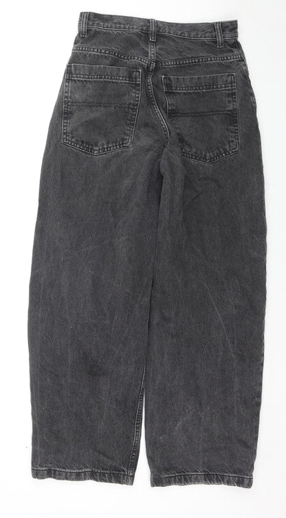 Topshop Womens Black Cotton Bootcut Jeans Size 26 in L28 in Regular Zip