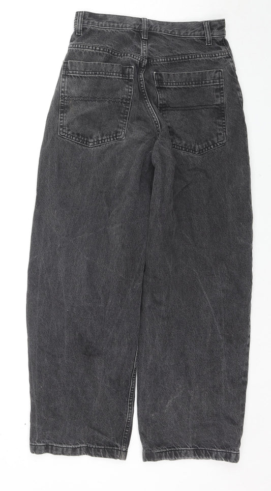 Topshop Womens Black Cotton Bootcut Jeans Size 26 in L28 in Regular Zip