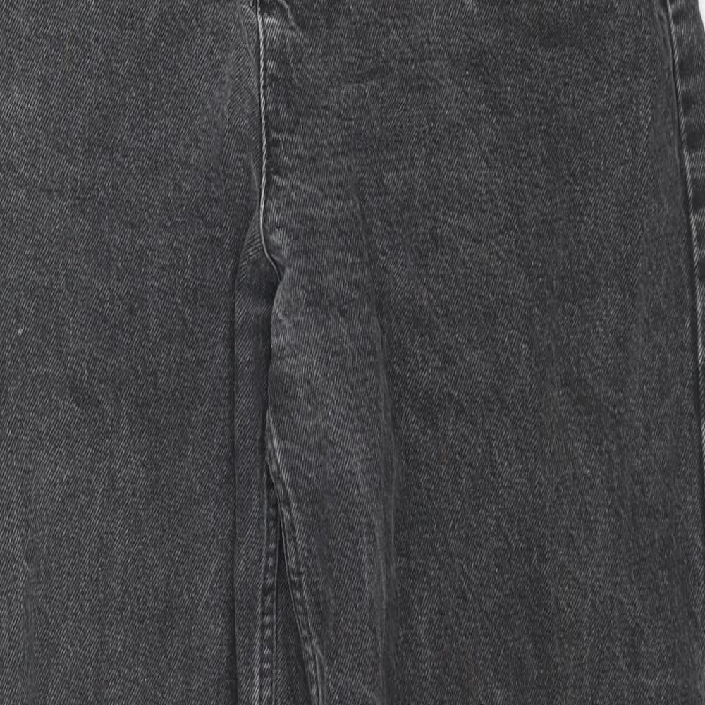 Topshop Womens Black Cotton Bootcut Jeans Size 26 in L28 in Regular Zip