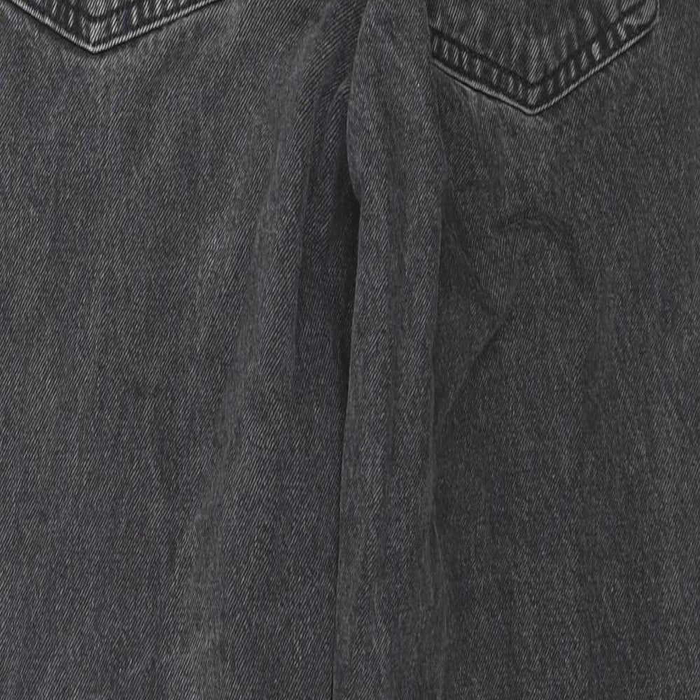 Topshop Womens Black Cotton Bootcut Jeans Size 26 in L28 in Regular Zip