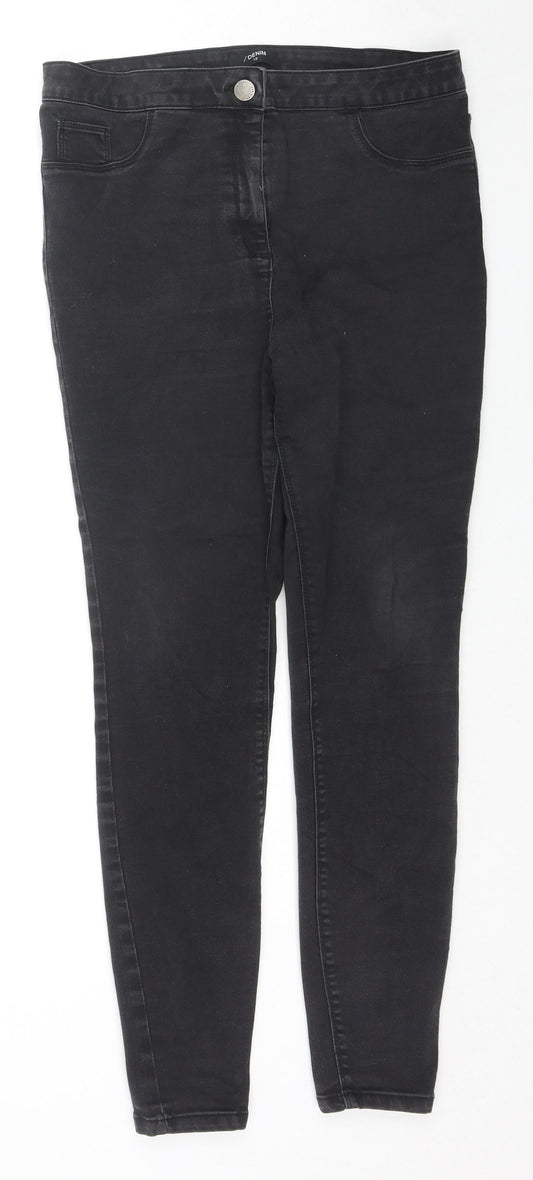 Denim// Womens Black Cotton Skinny Jeans Size 16 L28 in Regular Zip