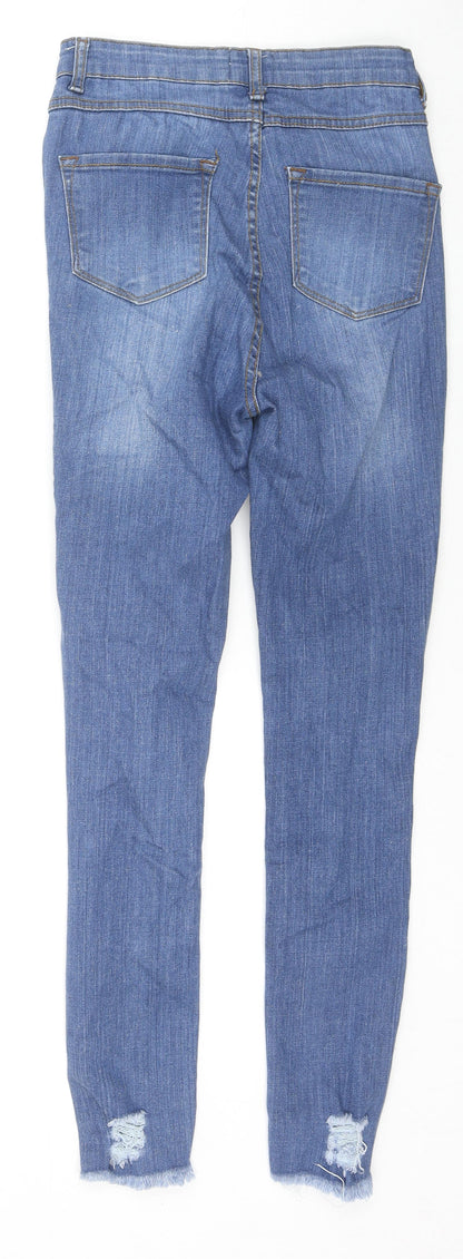 R&S Womens Blue Cotton Skinny Jeans Size 10 L26 in Regular Zip