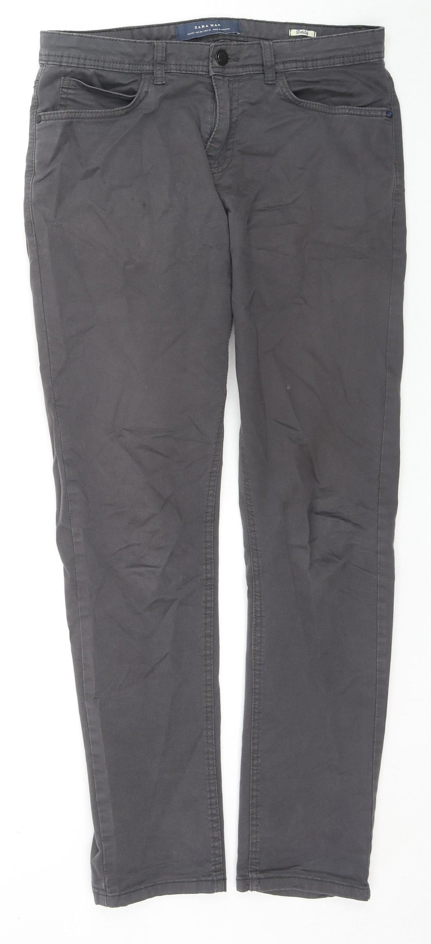 Zara Mens Grey Cotton Skinny Jeans Size M L29 in Regular Zip