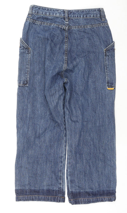 Epic Rare Womens Blue Cotton Cropped Jeans Size XS L21 in Regular Zip - Cargo Style