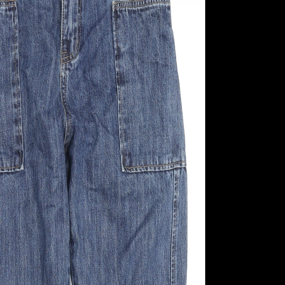 Epic Rare Womens Blue Cotton Cropped Jeans Size XS L21 in Regular Zip - Cargo Style