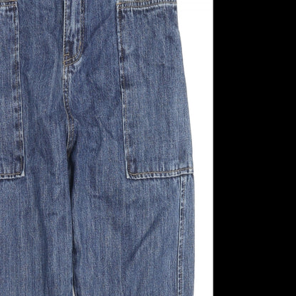 Epic Rare Womens Blue Cotton Cropped Jeans Size XS L21 in Regular Zip - Cargo Style