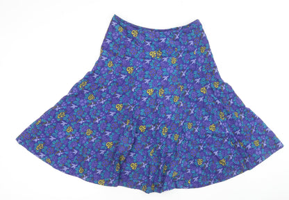 EAST Womens Purple Floral Cotton Trumpet Skirt Size 8 Zip