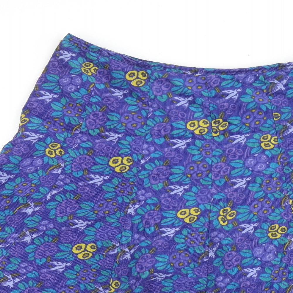 EAST Womens Purple Floral Cotton Trumpet Skirt Size 8 Zip