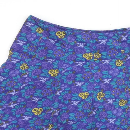 EAST Womens Purple Floral Cotton Trumpet Skirt Size 8 Zip