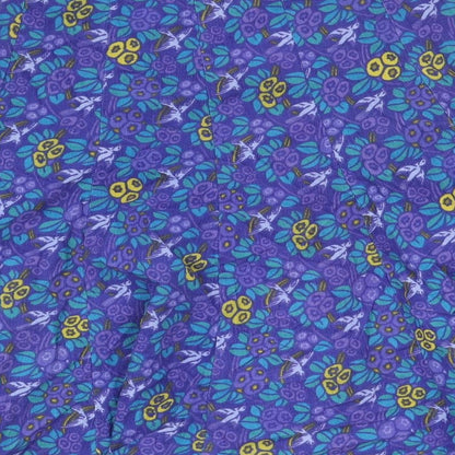 EAST Womens Purple Floral Cotton Trumpet Skirt Size 8 Zip