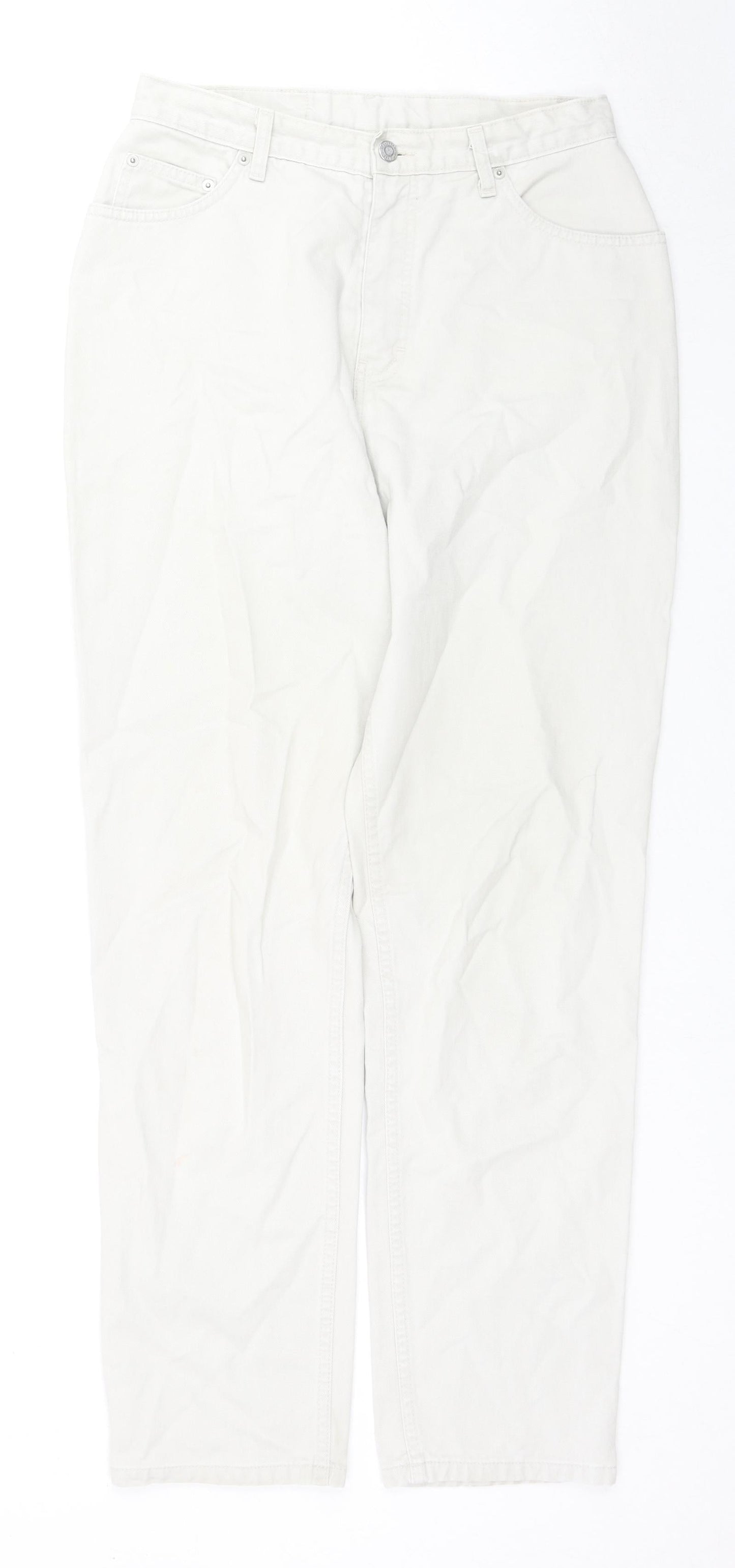 Womens UK Size 14 Marks and Spencer Regular Fit Straight Ivory Jeans