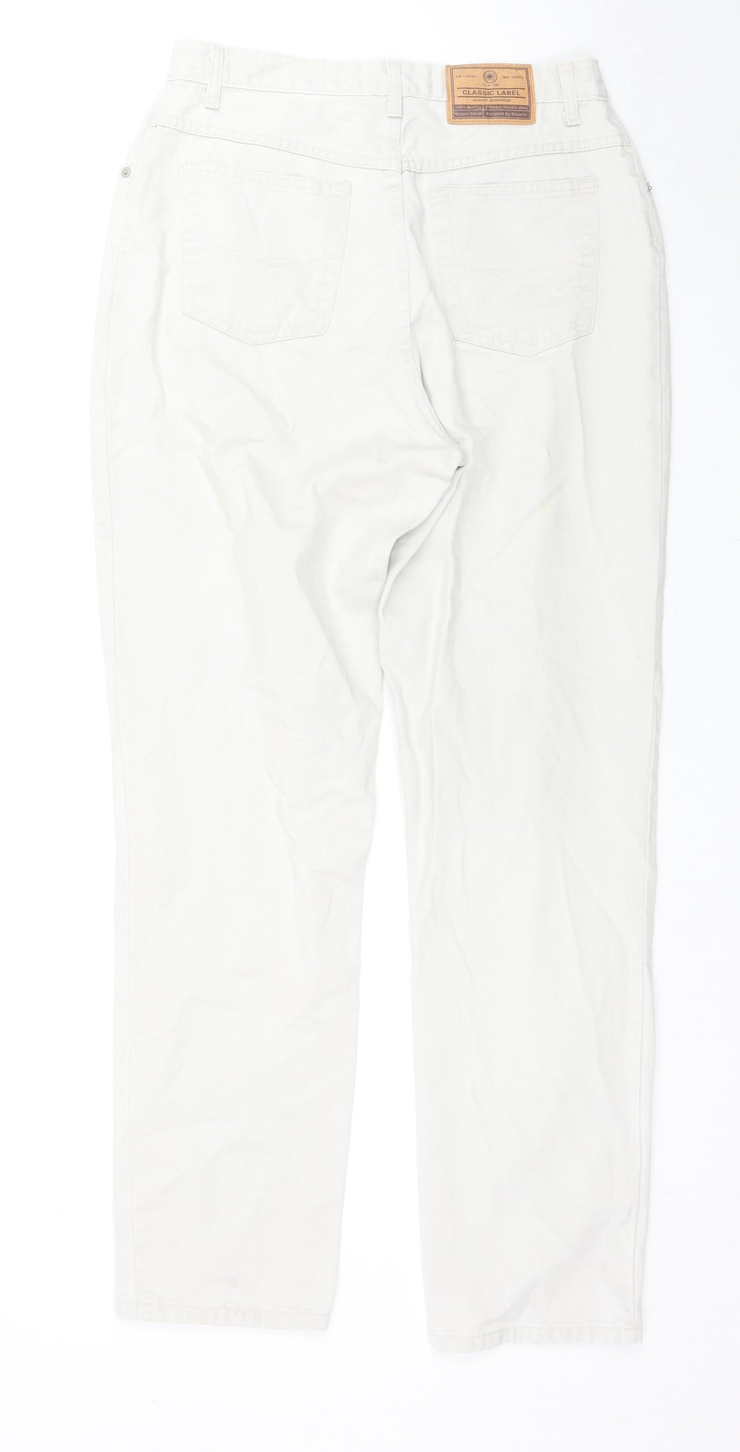 Womens UK Size 14 Marks and Spencer Regular Fit Straight Ivory Jeans