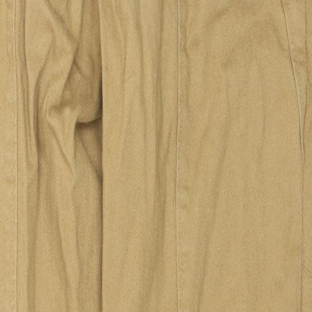 Who What Wear Womens Brown Cotton Tapered Jeans Size 28 in L25 in Regular Zip - Button Detail Belted