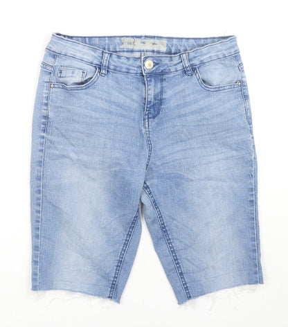 Denim & Co. Womens Blue Cotton Basic Shorts Size 32 L8 in Regular Zip