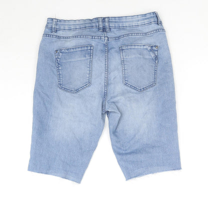 Denim & Co. Womens Blue Cotton Basic Shorts Size 32 L8 in Regular Zip