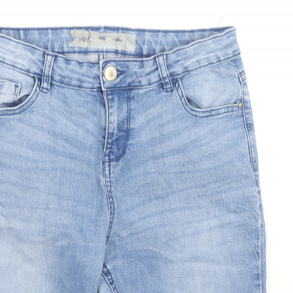 Denim & Co. Womens Blue Cotton Basic Shorts Size 32 L8 in Regular Zip