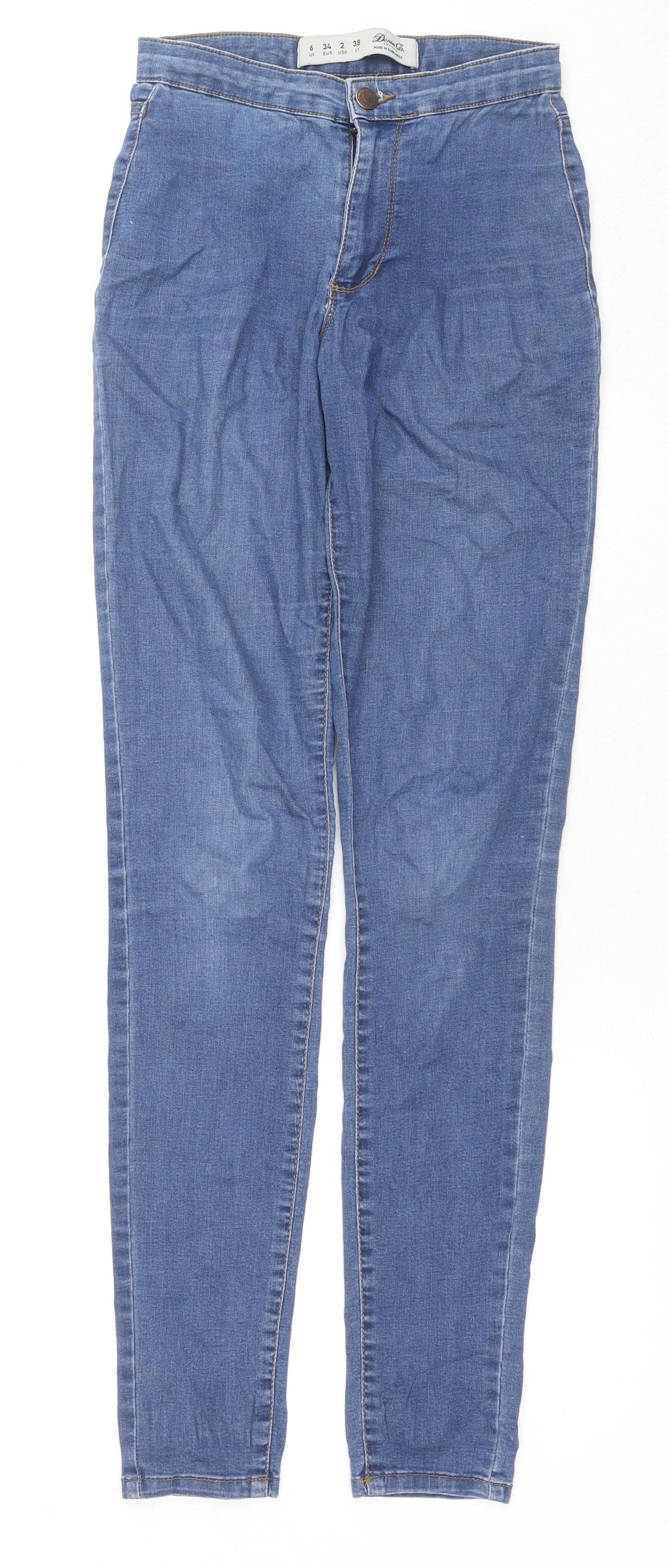 Denim & Co. Womens Blue Cotton Skinny Jeans Size 6 L29 in Regular Zip