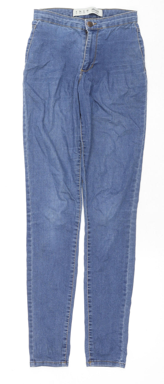 Denim & Co. Womens Blue Cotton Skinny Jeans Size 6 L29 in Regular Zip