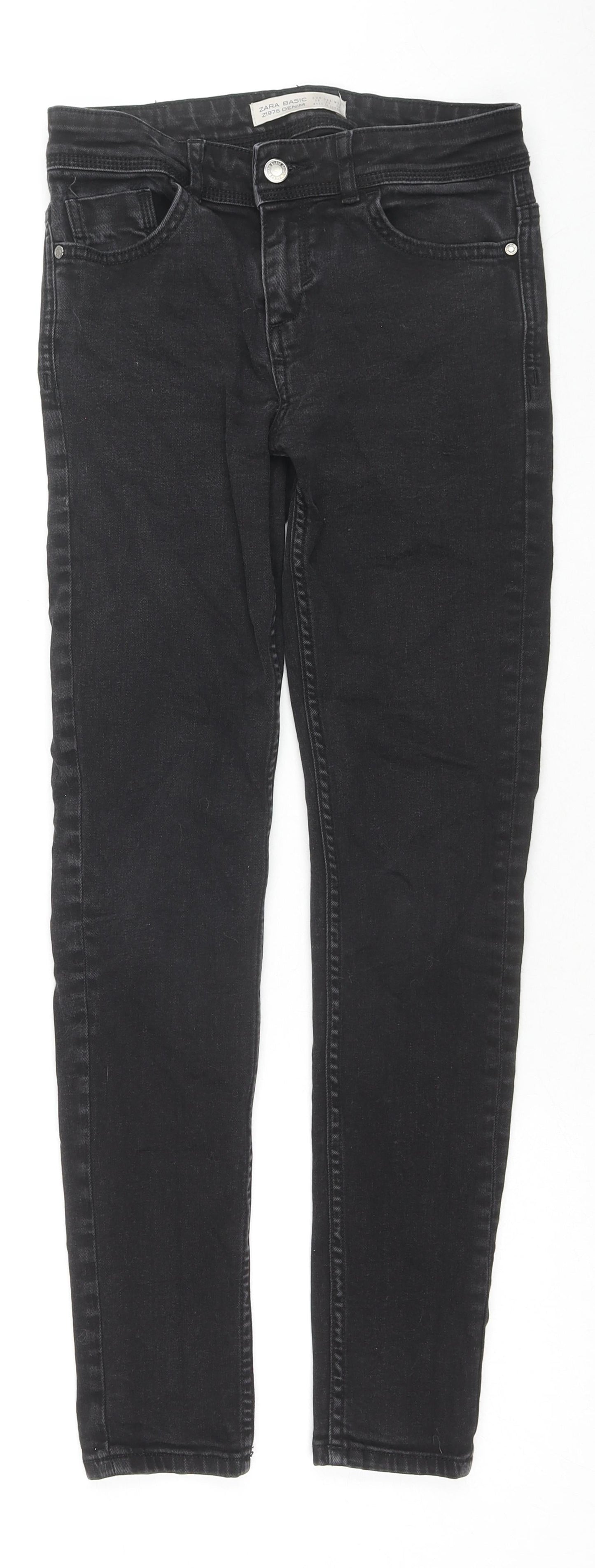 Zara Womens Black Cotton Skinny Jeans Size 8 L27 in Regular Zip