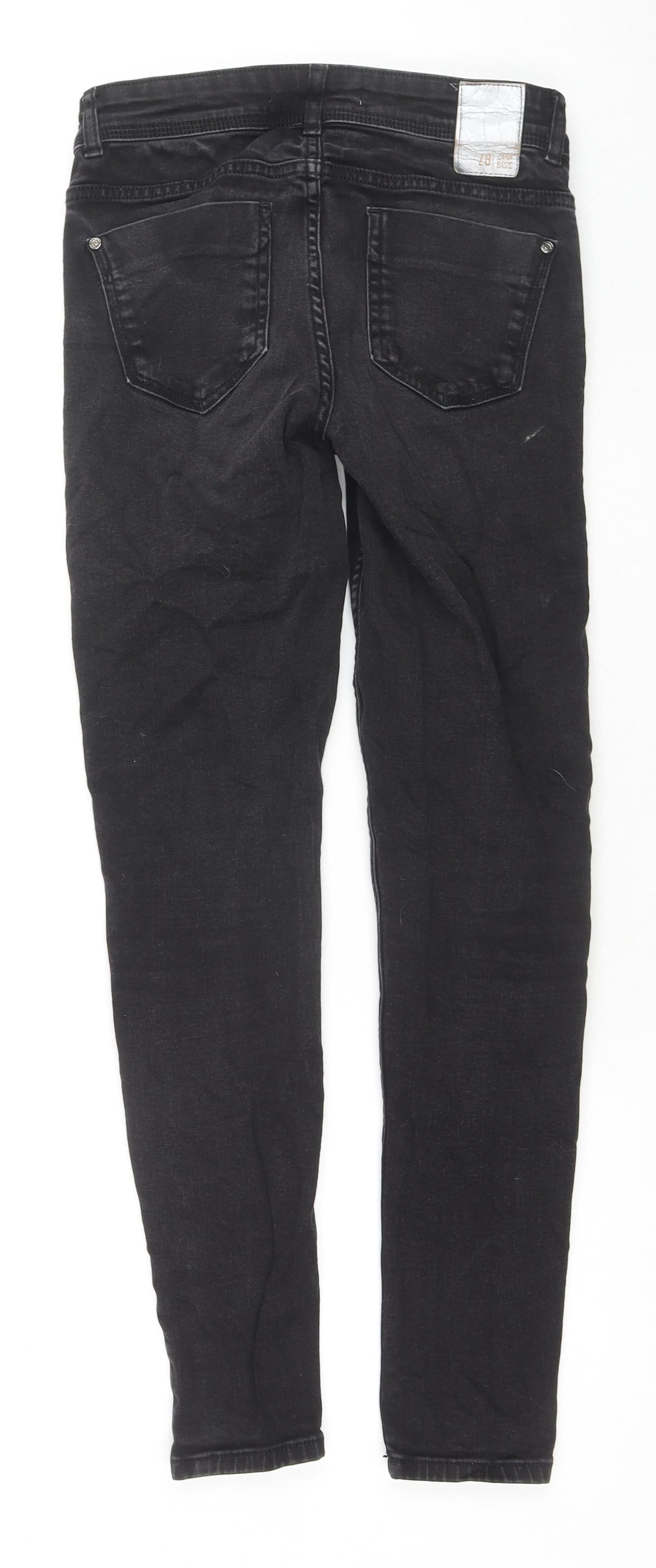 Zara Womens Black Cotton Skinny Jeans Size 8 L27 in Regular Zip