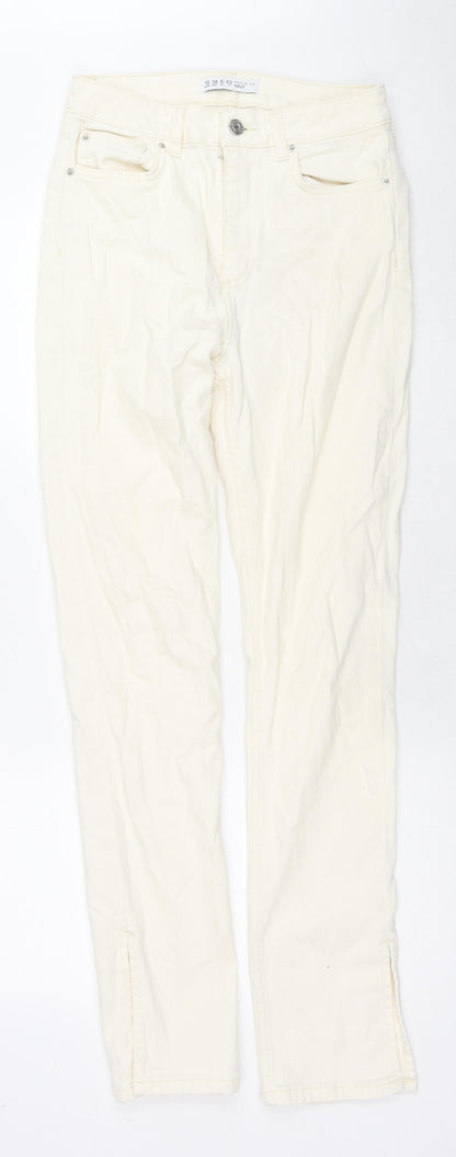 Denim & Co. Womens Ivory Cotton Skinny Jeans Size 10 L32 in Regular Zip - Side Slit(s)