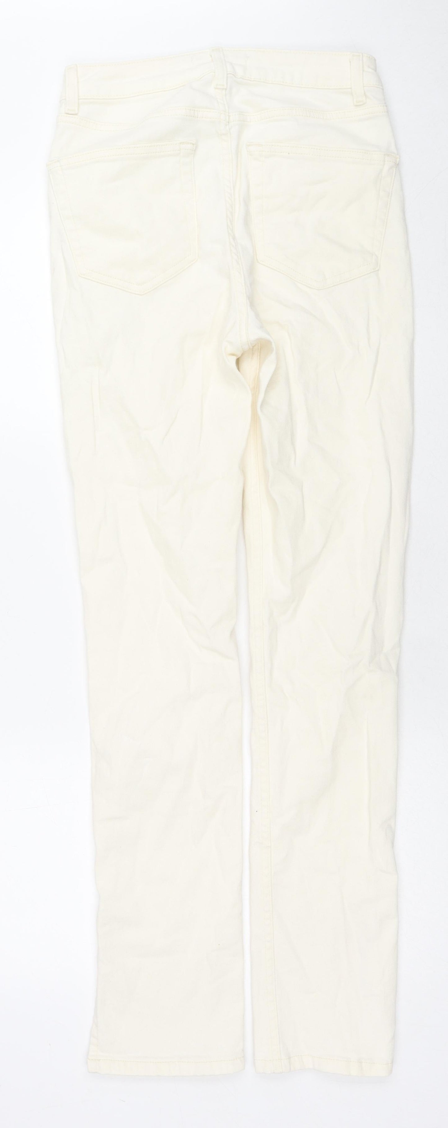 Denim & Co. Womens Ivory Cotton Skinny Jeans Size 10 L32 in Regular Zip - Side Slit(s)