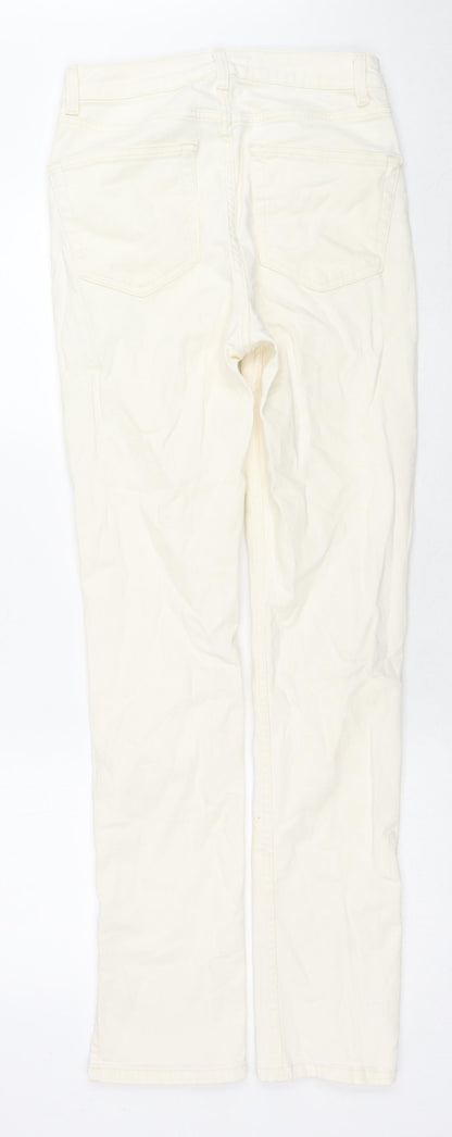 Denim & Co. Womens Ivory Cotton Skinny Jeans Size 10 L32 in Regular Zip - Side Slit(s)