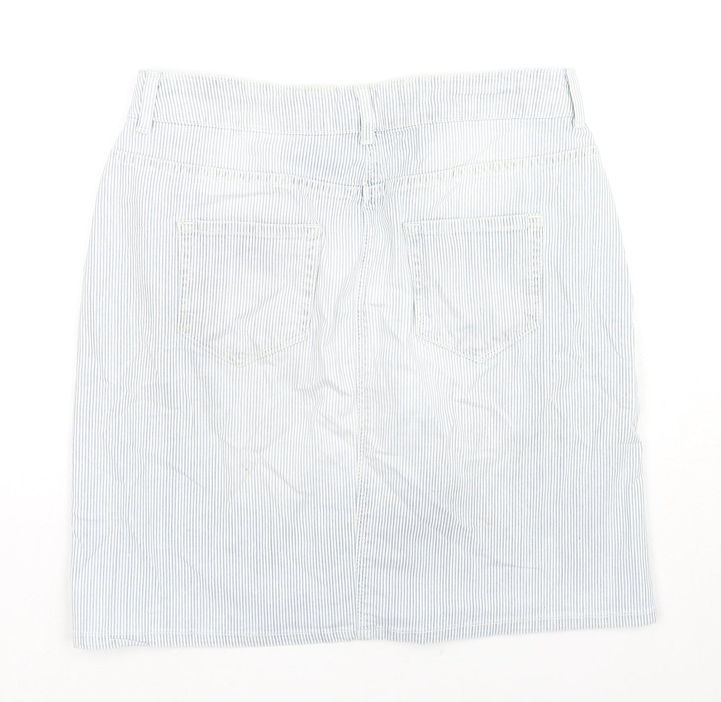 Indigo Womens Blue Striped Cotton A-Line Skirt Size 10 Zip