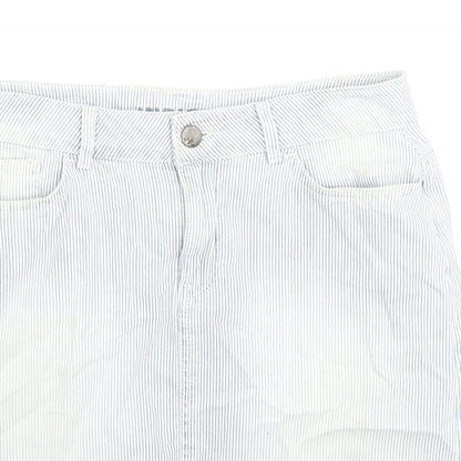 Indigo Womens Blue Striped Cotton A-Line Skirt Size 10 Zip