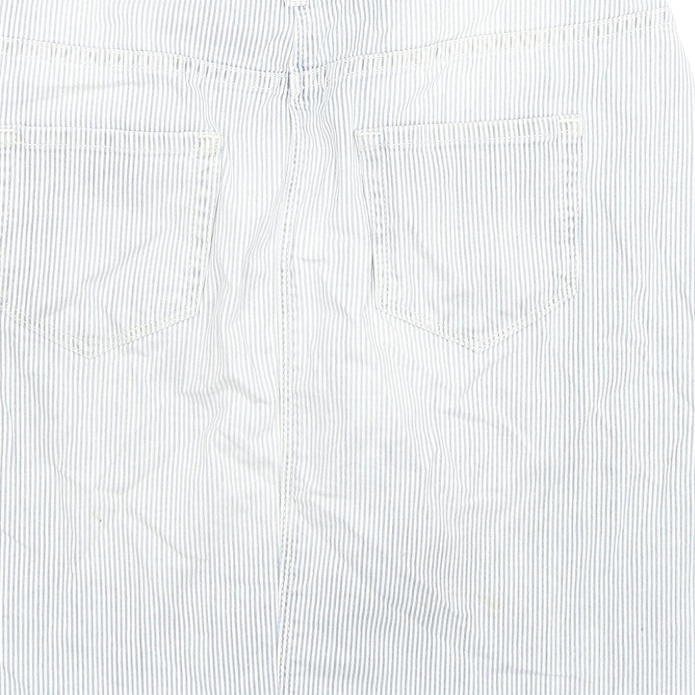 Indigo Womens Blue Striped Cotton A-Line Skirt Size 10 Zip