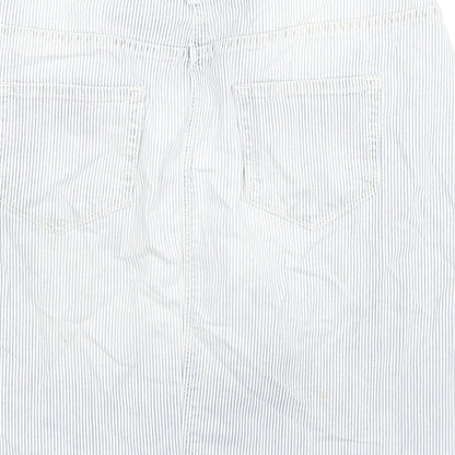 Indigo Womens Blue Striped Cotton A-Line Skirt Size 10 Zip