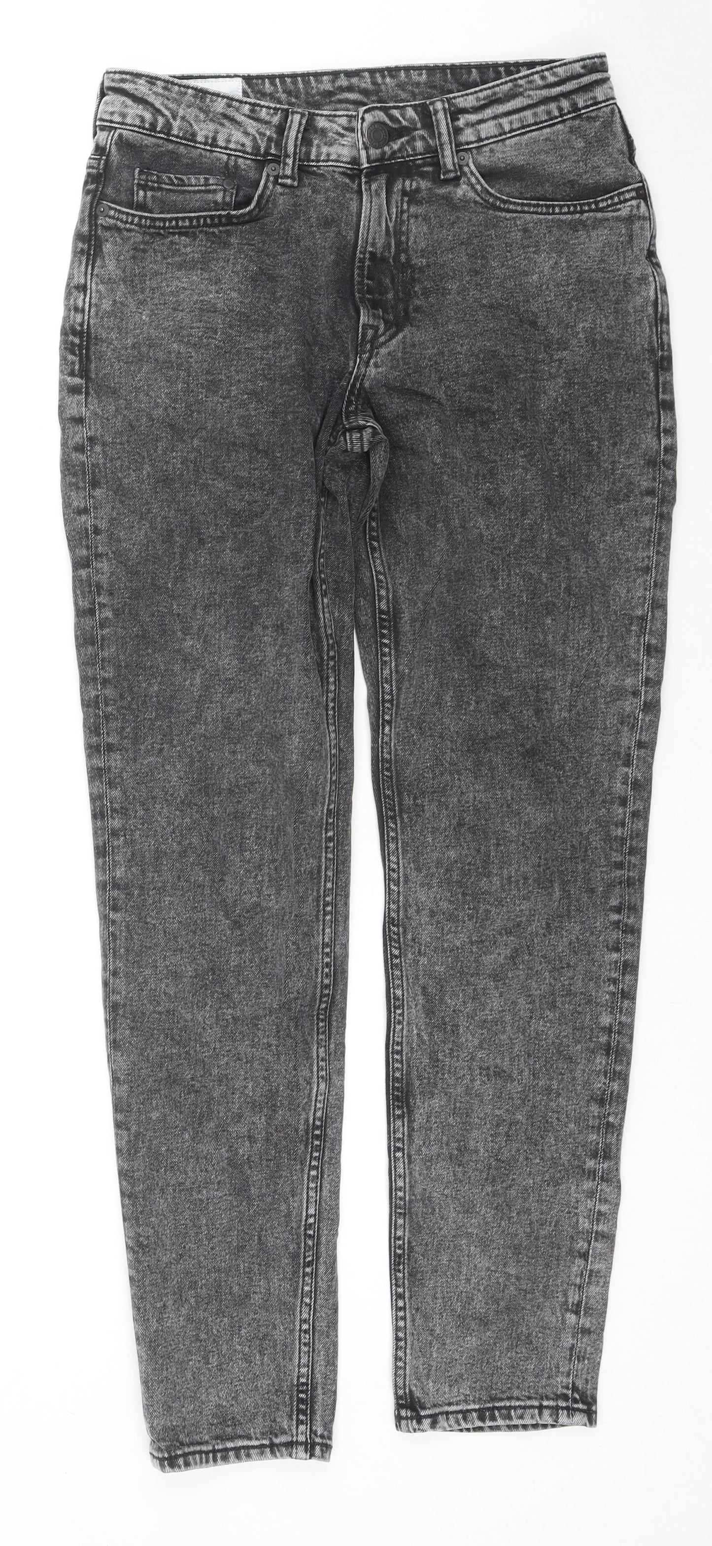H&M Mens Grey Cotton Straight Jeans Size 30 in L32 in Regular Zip