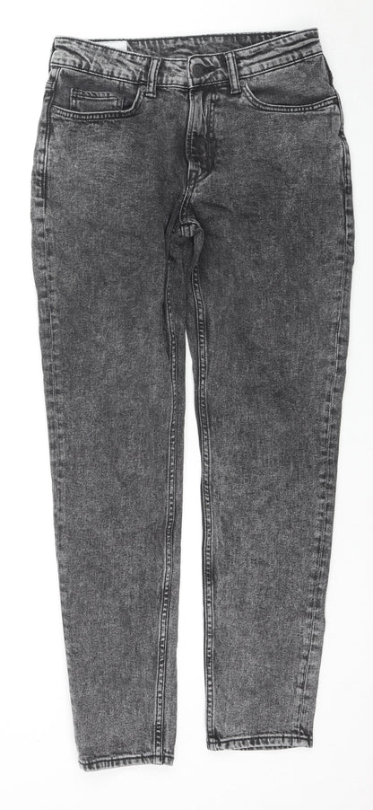 H&M Mens Grey Cotton Straight Jeans Size 30 in L32 in Regular Zip
