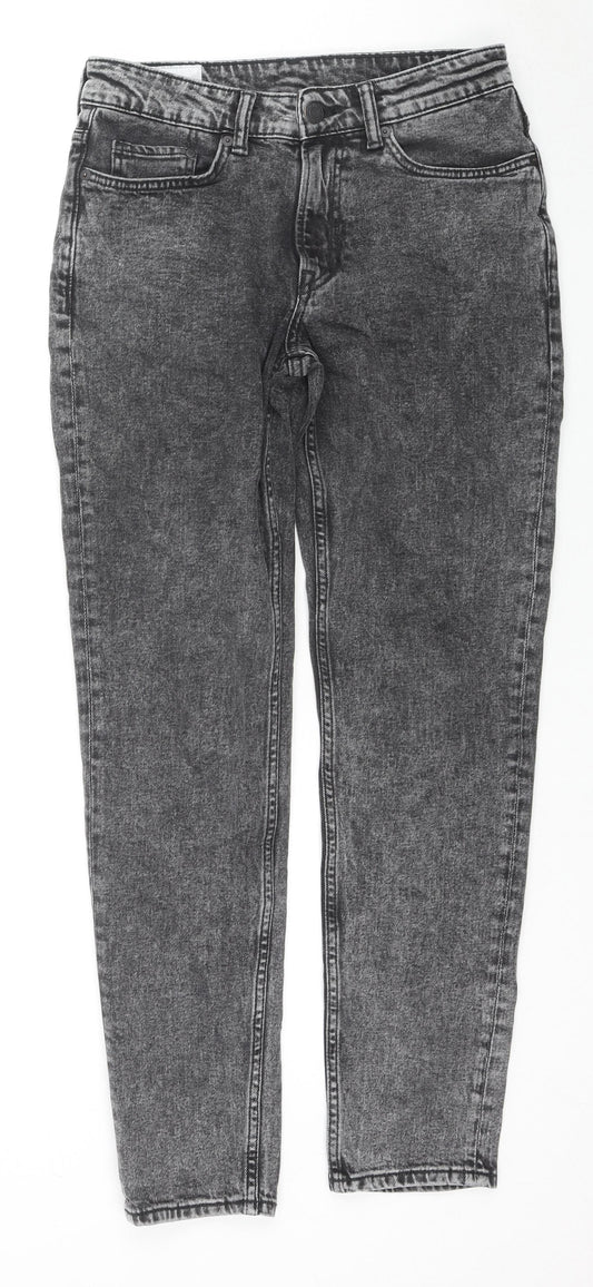 H&M Mens Grey Cotton Straight Jeans Size 30 in L32 in Regular Zip