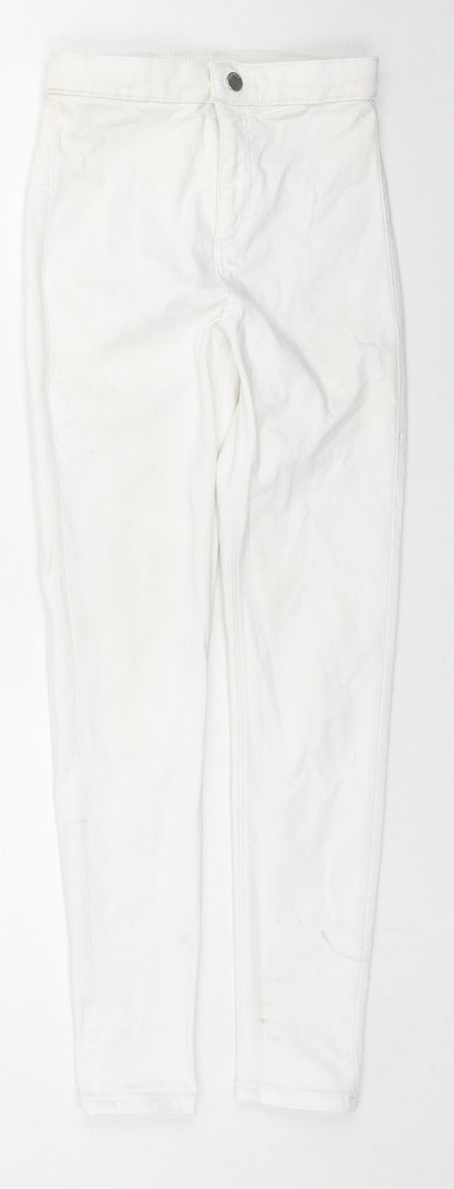 Topshop Womens White Cotton Skinny Jeans Size 26 L30 in Regular Zip