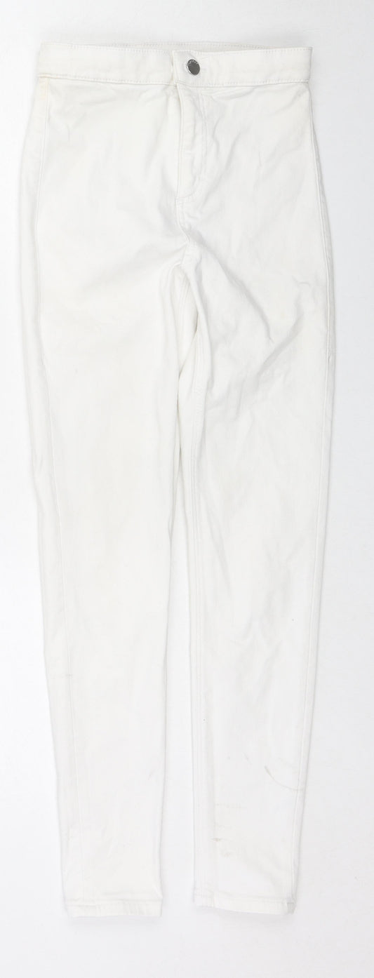 Topshop Womens White Cotton Skinny Jeans Size 26 L30 in Regular Zip