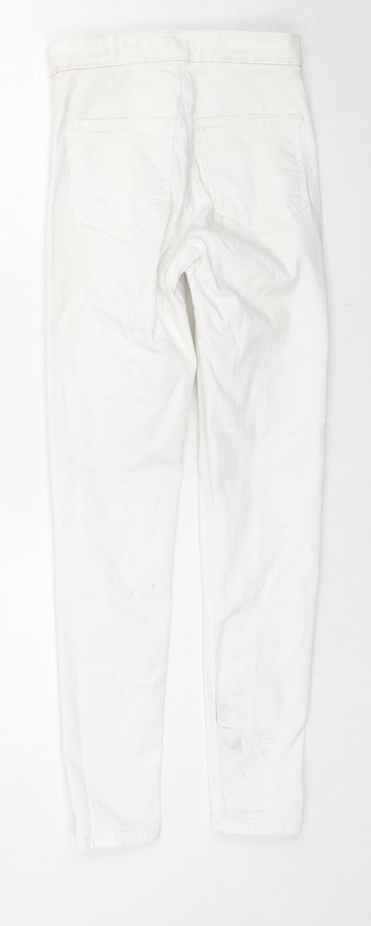 Topshop Womens White Cotton Skinny Jeans Size 26 L30 in Regular Zip