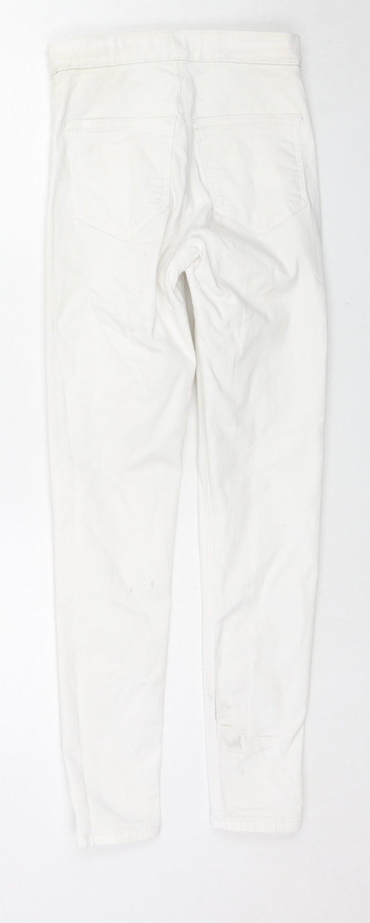 Topshop Womens White Cotton Skinny Jeans Size 26 L30 in Regular Zip